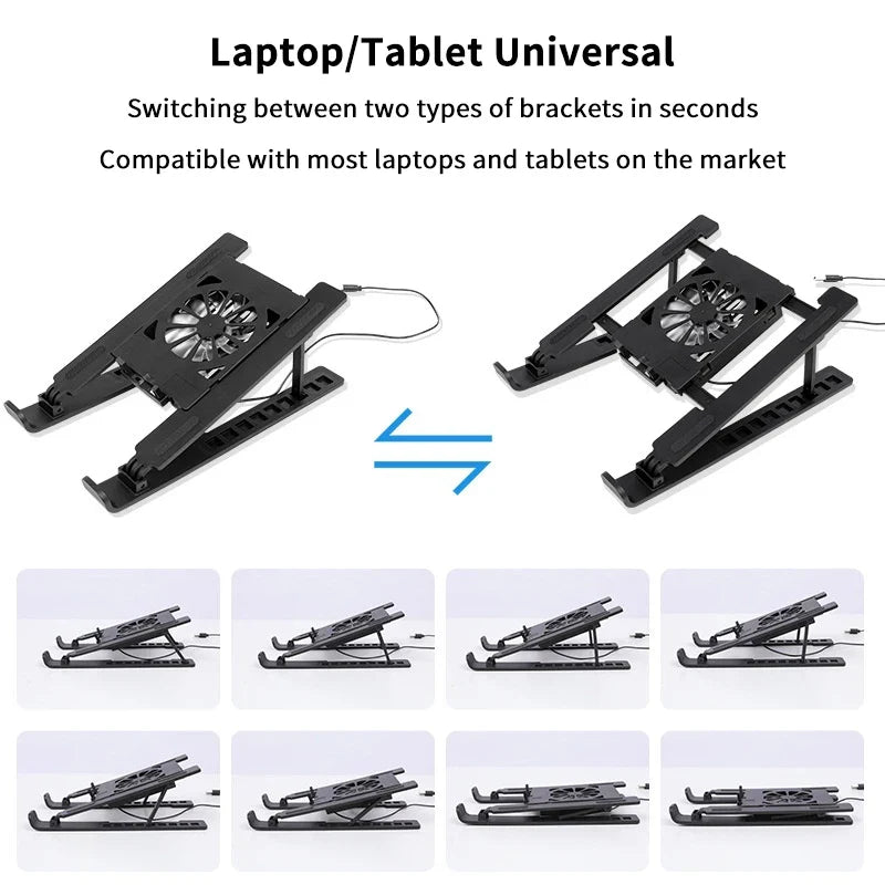 Foldable Laptop Cooling Stand with Fan – Portable Notebook Riser