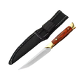 Steel Fixed Blade Utility Knife with Sheath – Wood Handle