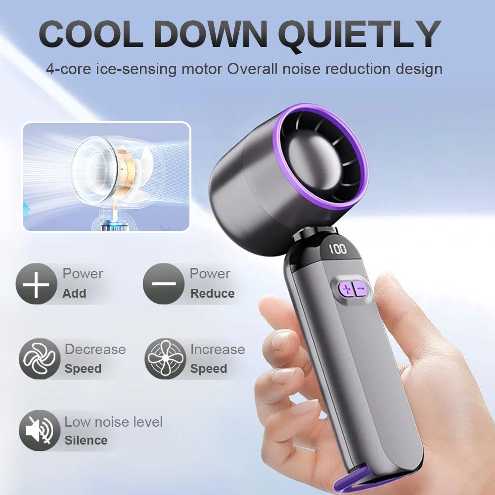 Mini Handheld Air Cooling Speed Turbo Fan Foldable USB Rechargeable
