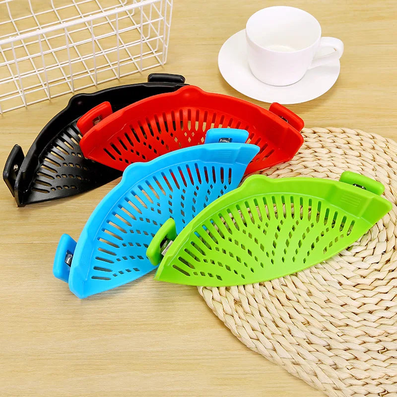 Kitchen Strainer Clip Silicone Colander Fits All Pots Bowls Pasta Pot