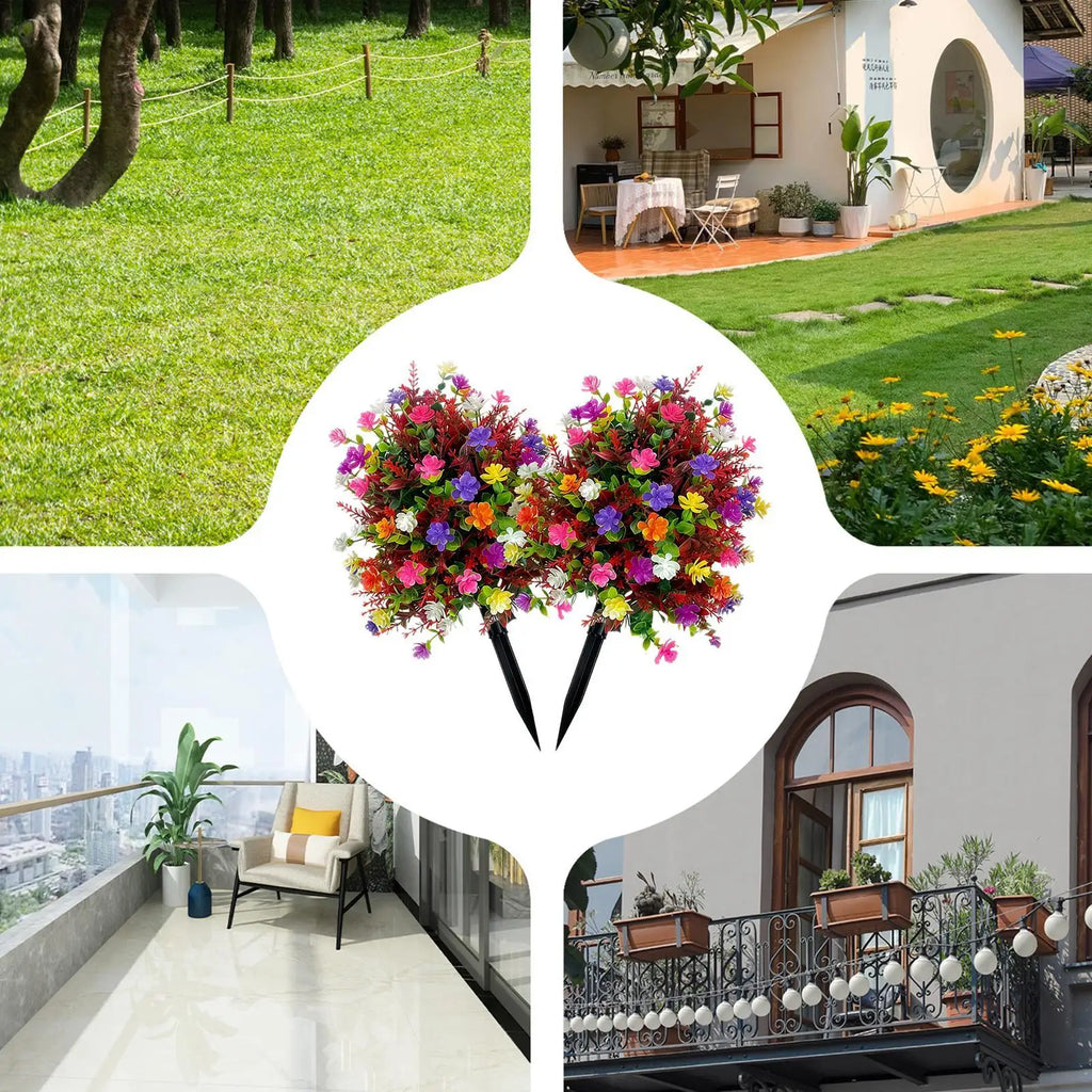 UV Resistant Artificial Flower Garden Stakes | All-Season Decor