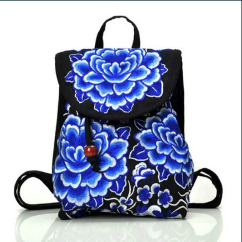 Women's Embroidered Mini Canvas Backpack – Chinese Ethnic Style