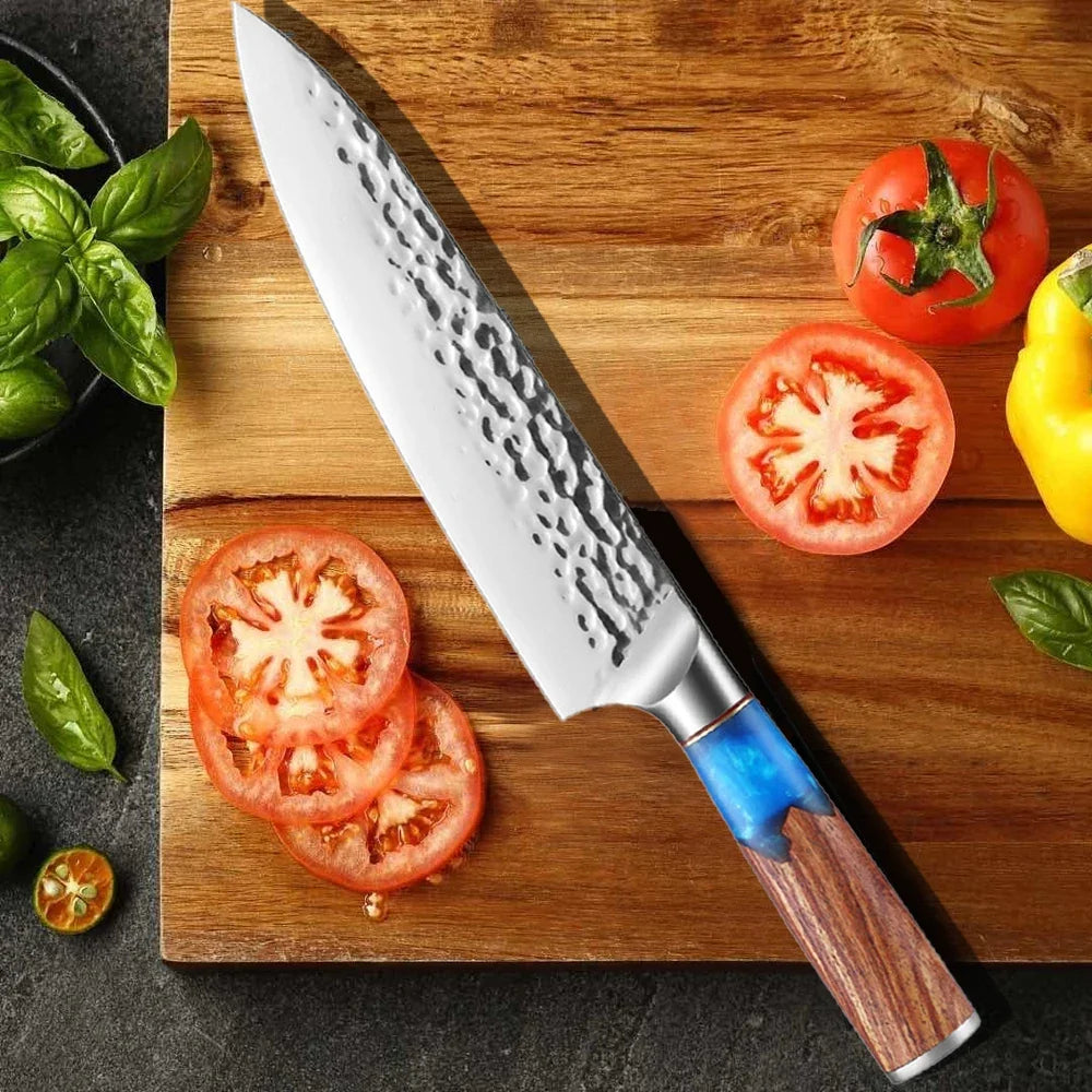 Forged Hammer-Pattern Kitchen Cleaver – Japanese Chef Knife