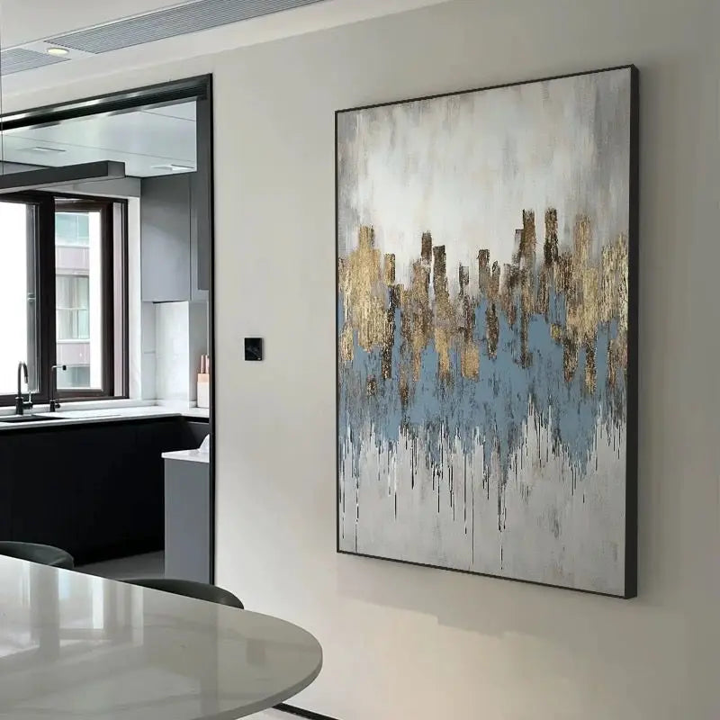 Handmade Abstract Gold Foil Oil Painting on Canvas | Wall Art
