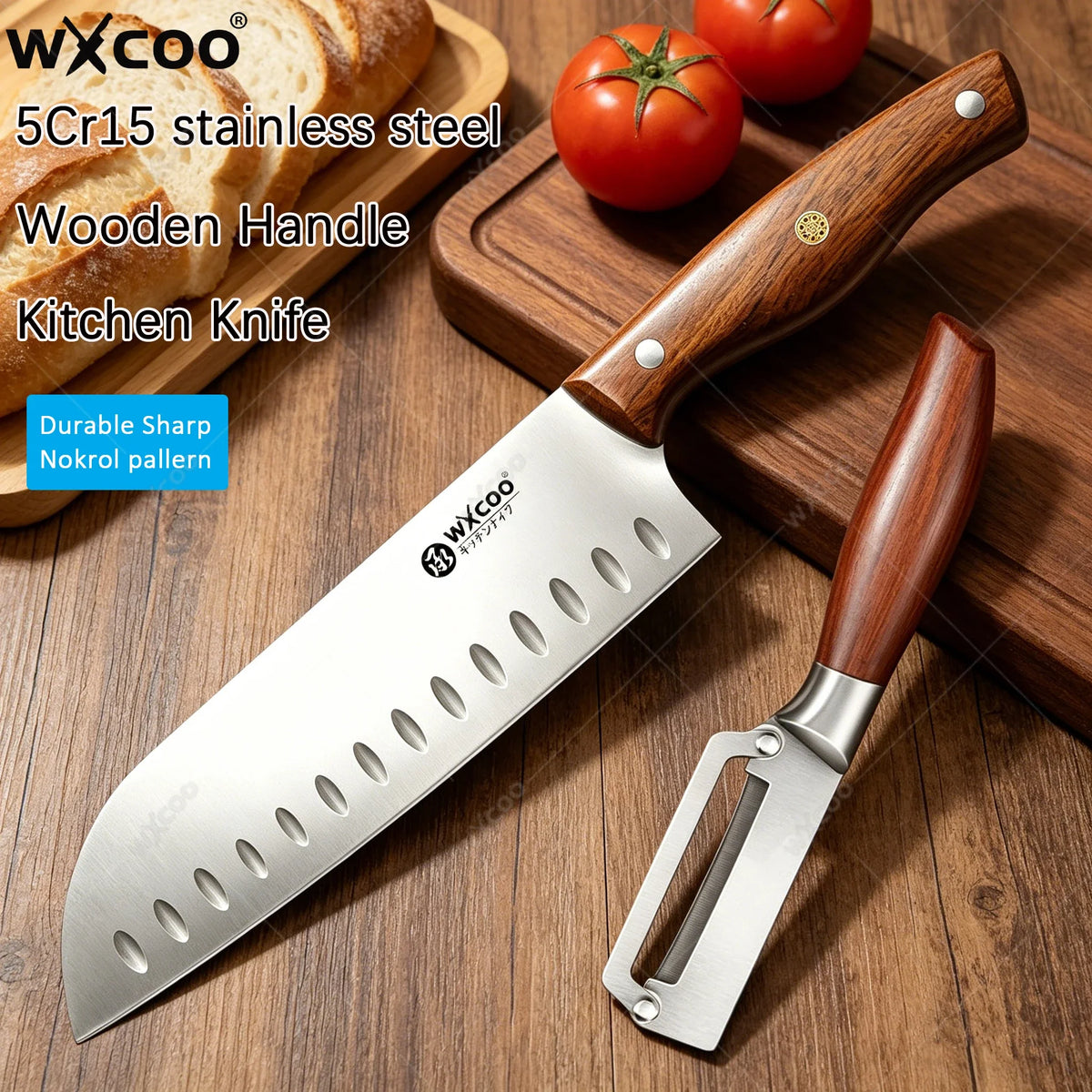WXCOO 7.8" Santoku Knife – Japanese Stainless Steel Chef Knife
