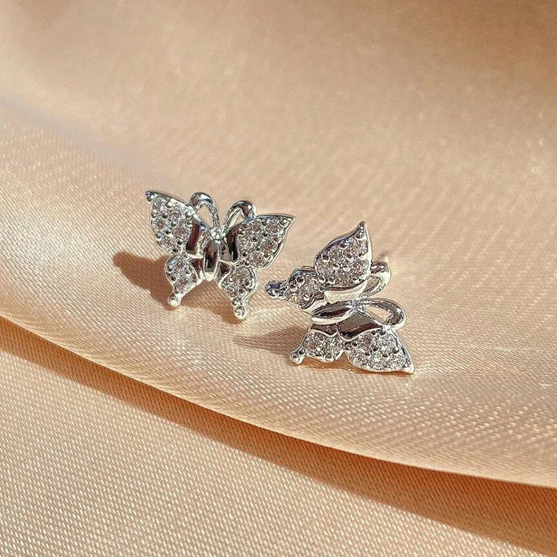 Huitan Butterfly Cubic Zirconia Stud Earrings for Women
