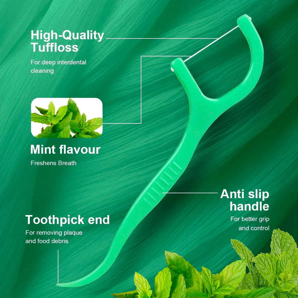 300-Pack Mint Dental Floss Picks – Ultra-Fine Adult Flosser