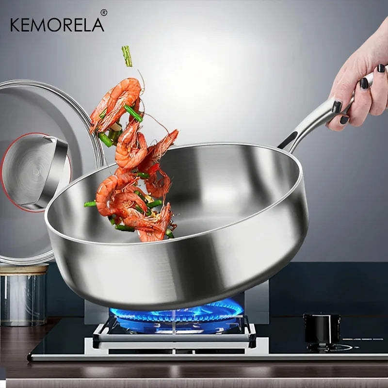 KEMORELA 316 Stainless Steel Uncoated Frying Pan 20–28cm