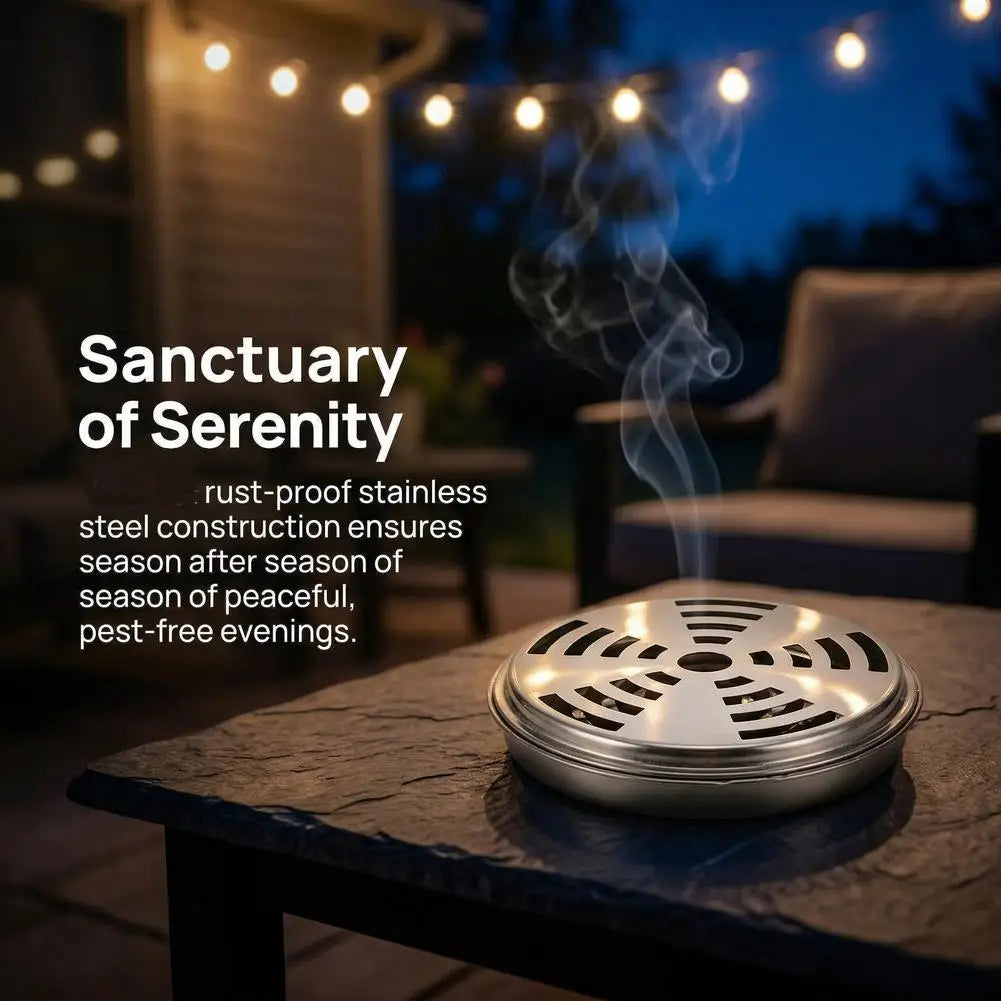 Mosquito Coil Holder with Lid – Steel, Ash-Free, Outdoor Use