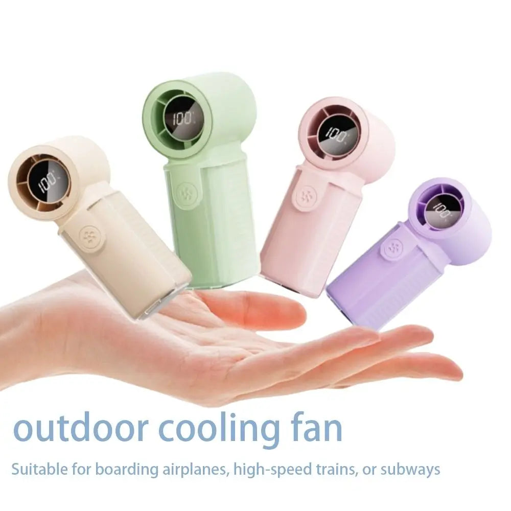 Mini Handheld Fan 3000mAh USB Rechargeable 5-Speed LED Display
