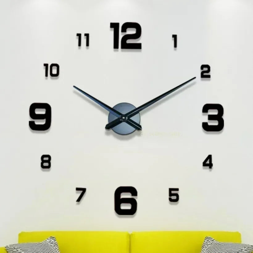 Large Acrylic Mirror Wall Clock – Modern LED Home Décor