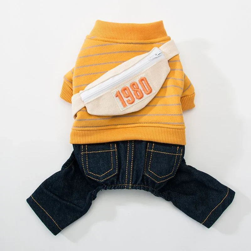 Cute Winter Dog Clothes | Denim & Sweater Outfit XS–XL