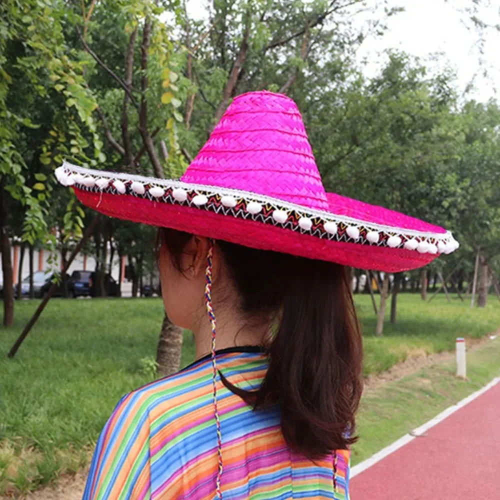 Colorful Wide Brim Straw Sombrero – Unisex Party Sun Hat
