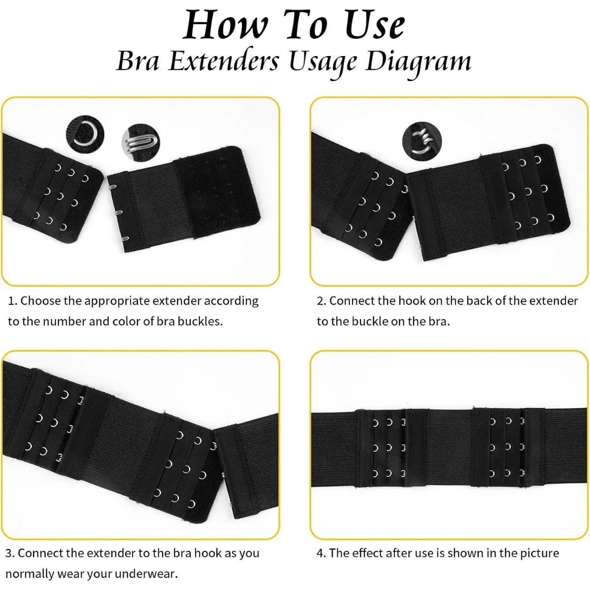 12-Pack Bra Extenders 2/3/4 Hook | Bra Strap Extensions