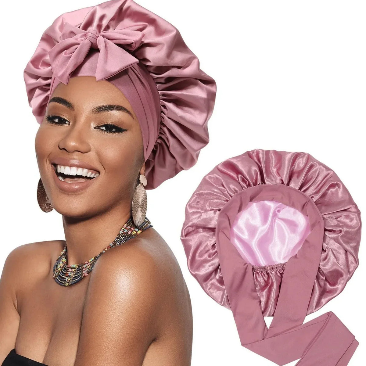 Elastic Ribbon Solid Shower Cap Wide Edge Round Bathing Hat