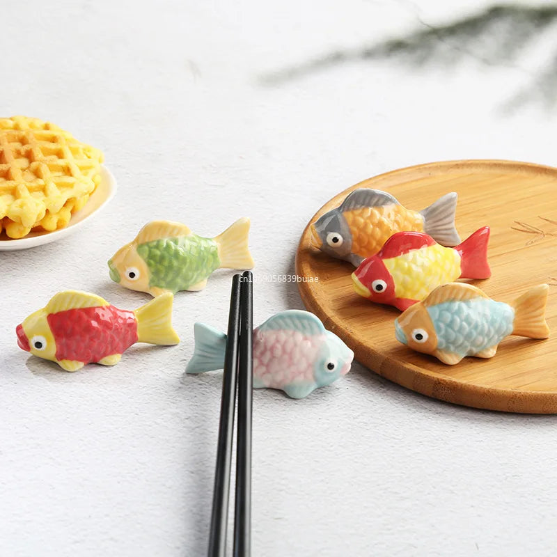 Cute Fish Ceramic Chopstick Rest | Utensil Holder & Table Decor