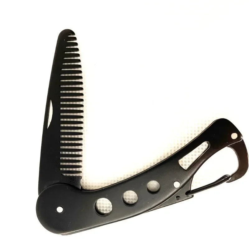 Stainless Steel Folding Beard Comb – Anti-Static Men's Comb