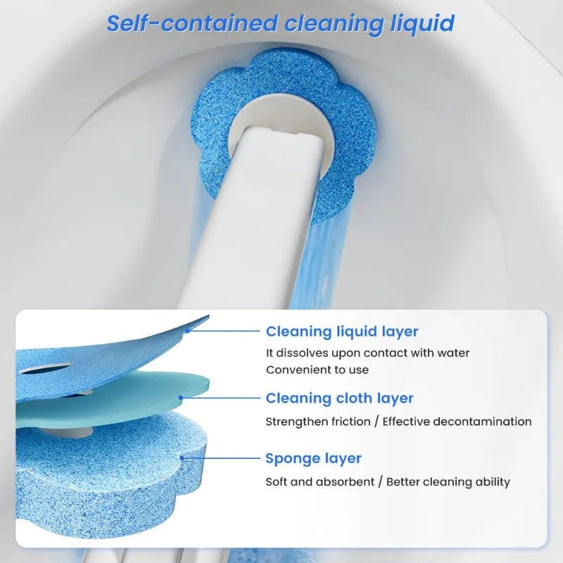 Disposable Toilet Brush Kit | Long Handle & Wall Mount