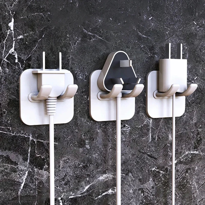 Flush-Free Wall Organizer Hooks – Plug & Cable Storage 1–5 PCS