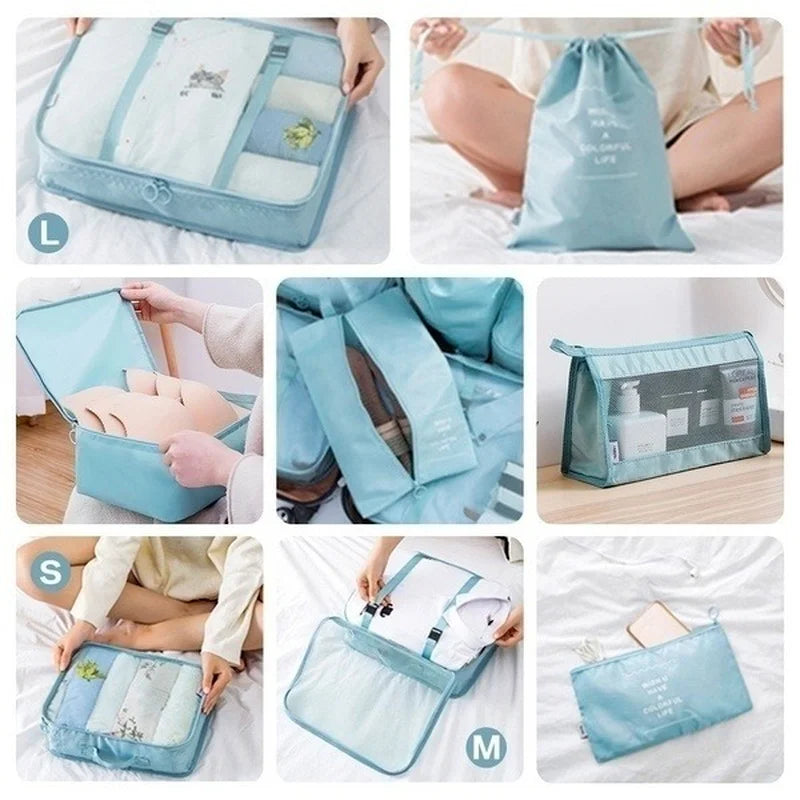 8-Piece Travel Packing Cubes Set – Waterproof Luggage Organizer