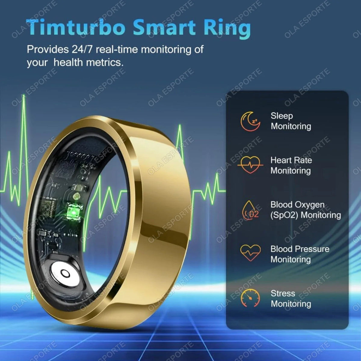 Ola Esporte Smart Ring – Heart Rate, Sleep & SpO2 Monitor