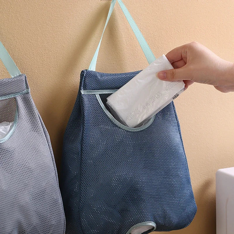 Wall-Mount Plastic Bag Holder & Dispenser | Washable Mesh