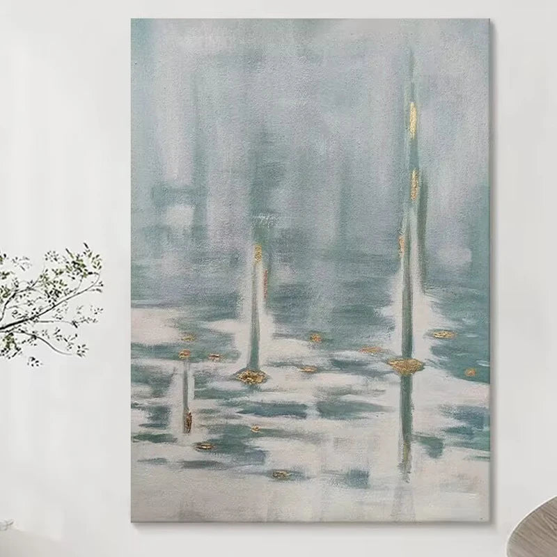 Nordic Gold Foil Abstract Hand-Painted Canvas Oil Painting