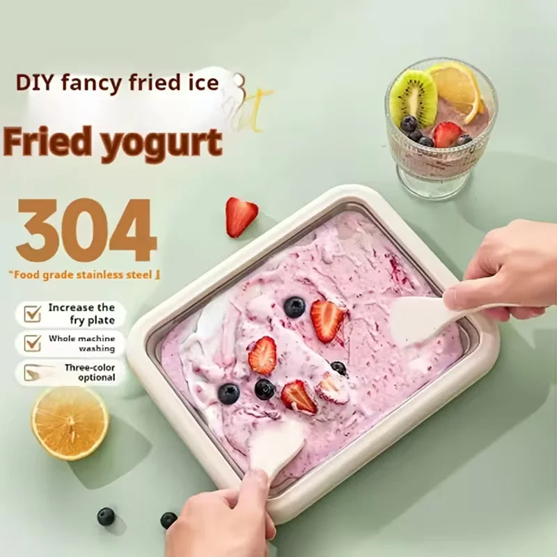 Household Ice Cream Maker Pan 1 Scraper Instant Rolled DIY Sorbet