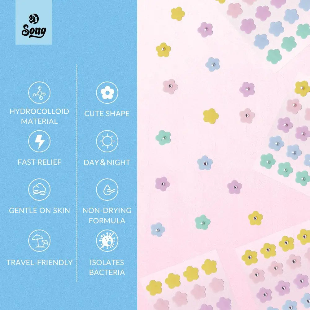 Flower-Shaped Hydrocolloid Pimple Patches – 20 or 60 Pcs