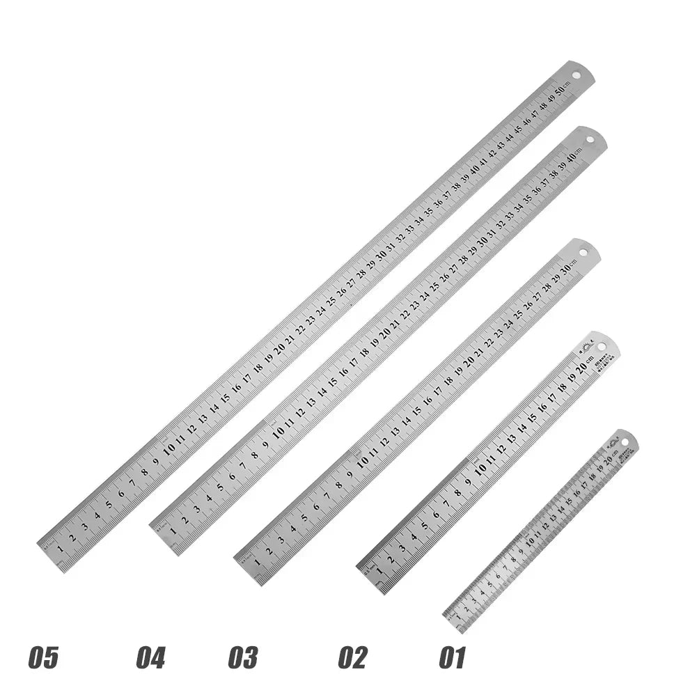 Stainless Steel Double-Sided Precision Straight Ruler – Metric