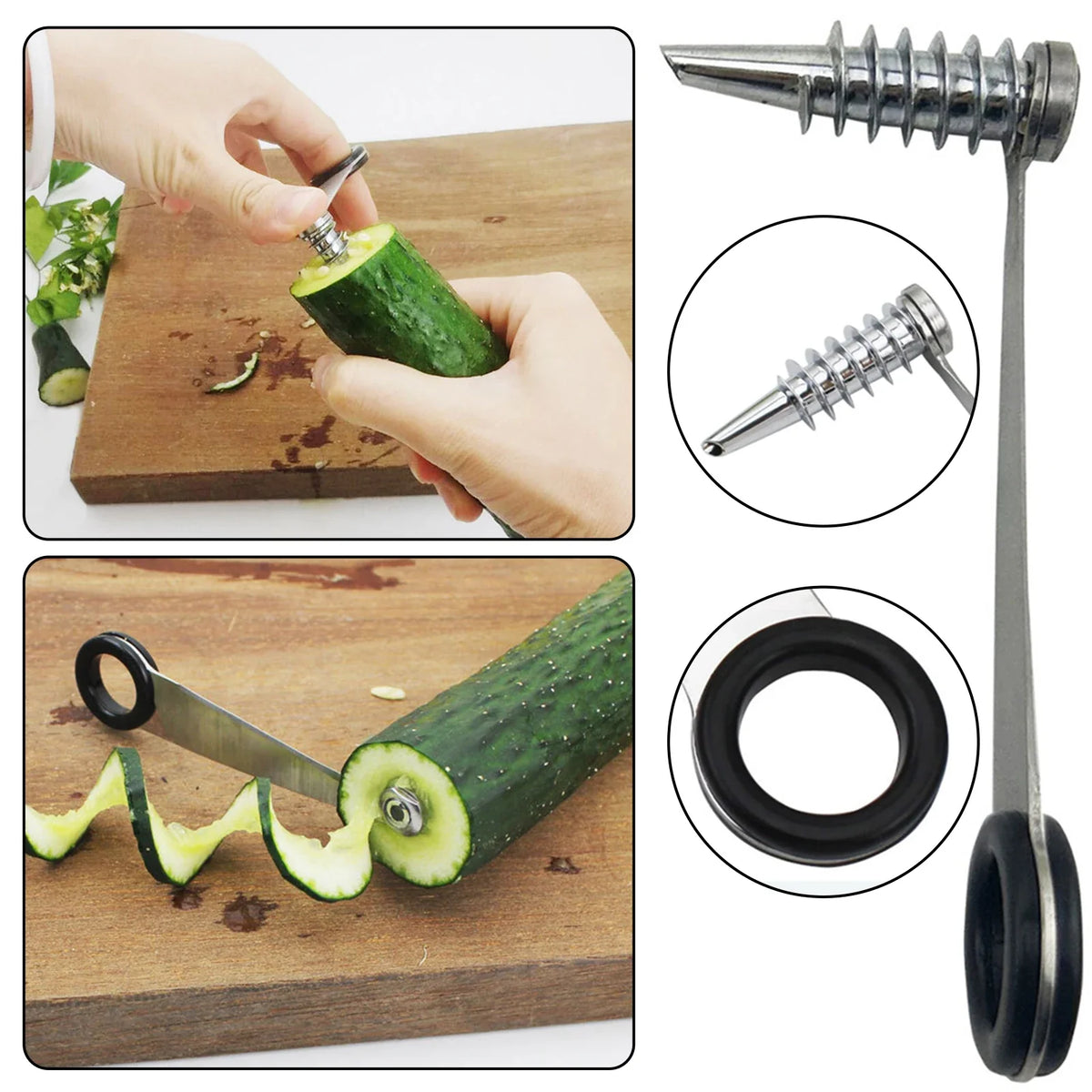 Stainless Steel Spiral Vegetable Cutter | Manual Veggie Slicer