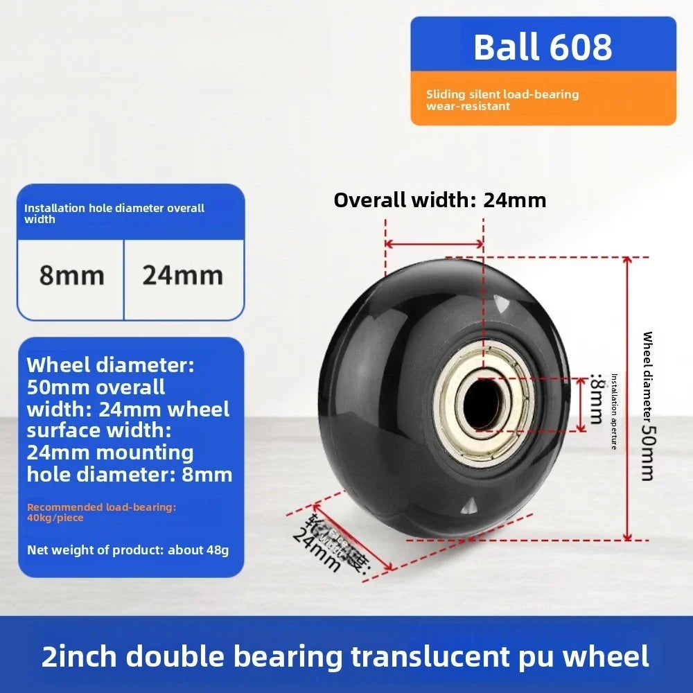 4Pcs Silent Luggage Wheel Replacement Casters 40–100mm Sizes
