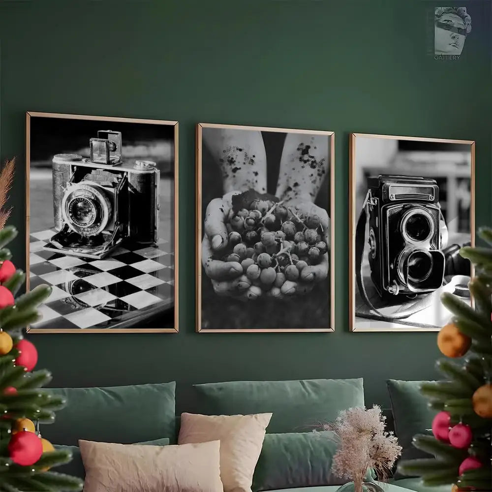 Black & White Vintage Floral HD Canvas Wall Art Print