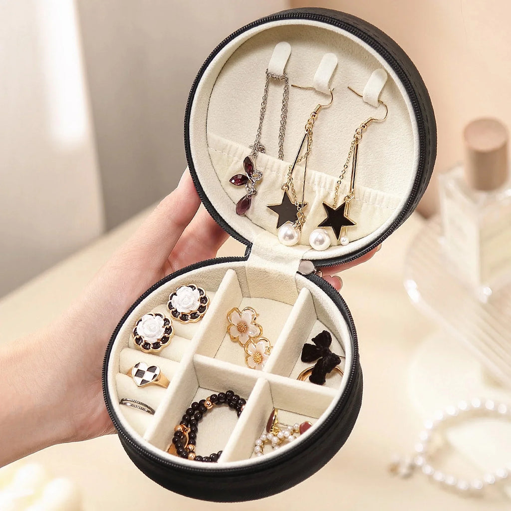 Small Travel Jewellery Organiser Storage Case Mini PU Leather Jewelry