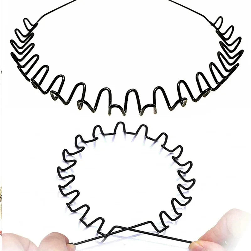 Fashion Metal Hair Band Men Women Unisex Black Waved Head Hoop Sports