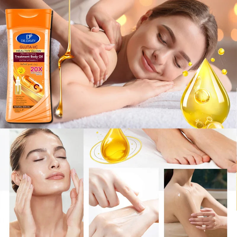 DR.DAVEY Gluta-VC Body Oil 200ml – Moisturizing Skin Oil