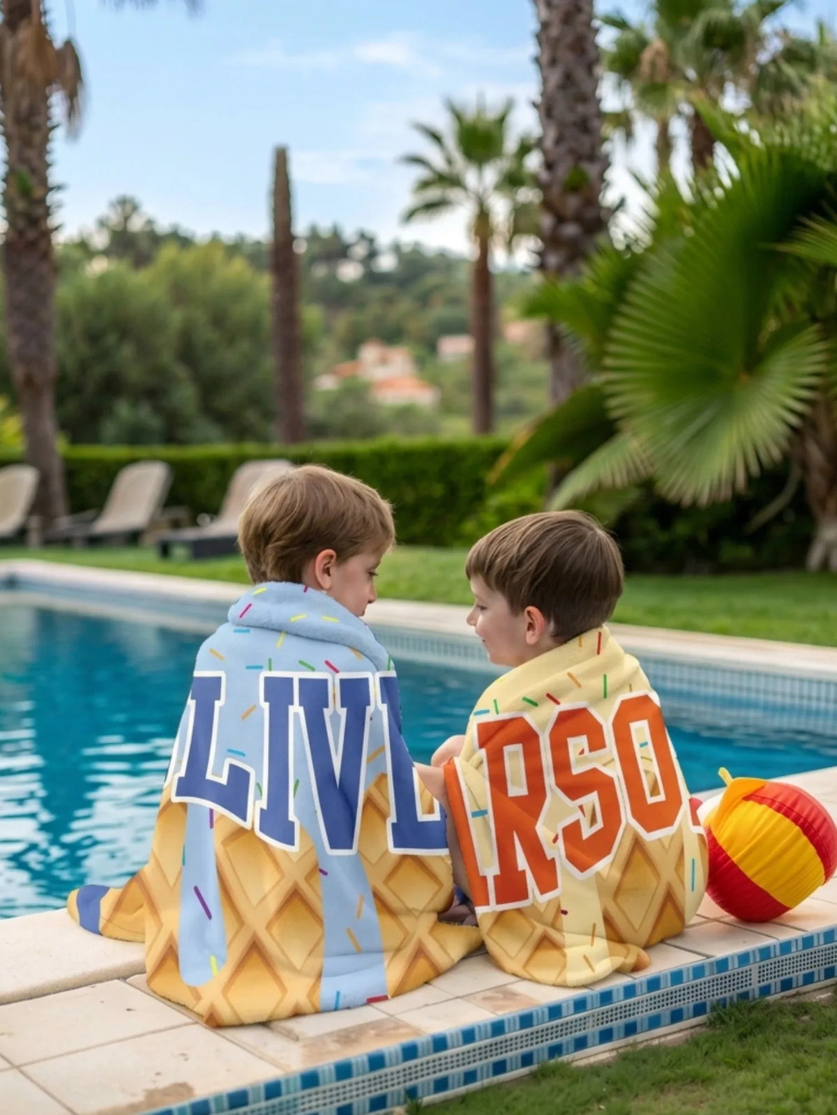 Custom Text Ice Cream Beach Towel – Soft, Quick-Dry 3 Sizes