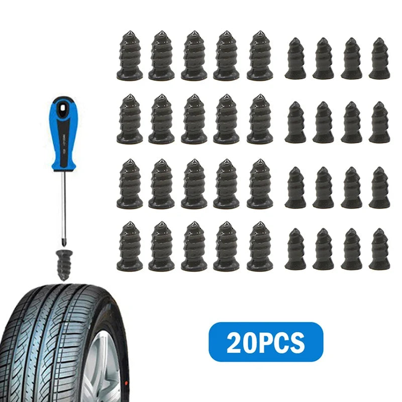 20Pcs Tubeless Tyre Repair Rubber Nails – Car, Bike & Scooter