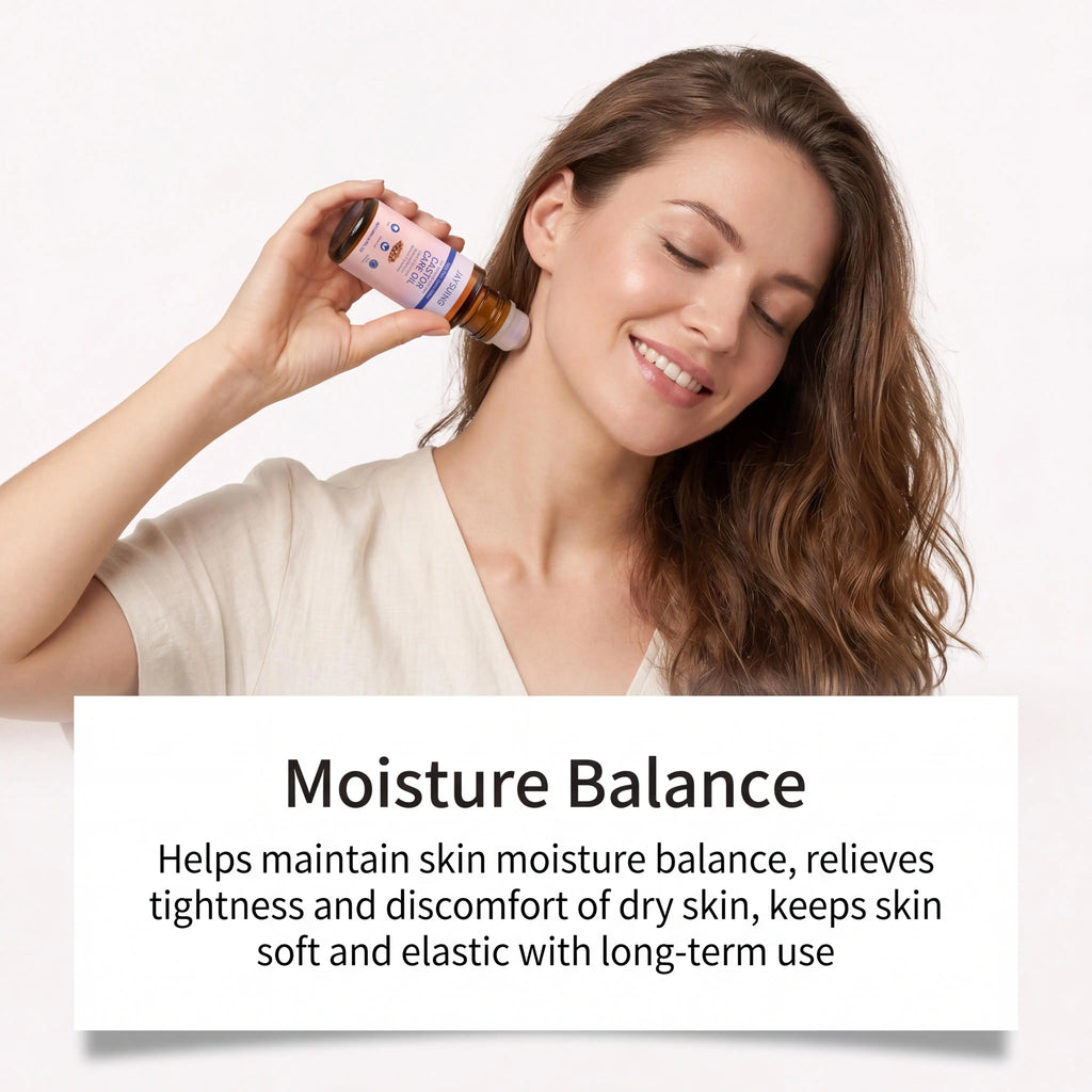 Organic Castor Oil with Rose Quartz Roller – Skin & Hair 50ml