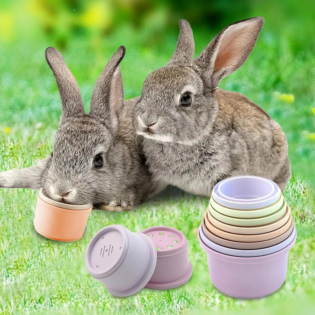 8-Piece Stacking Cups Toy for Rabbits, Guinea Pigs & Small Pets