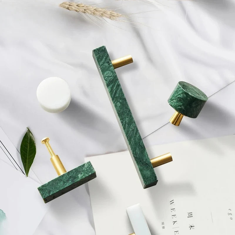 Marble Brass Cabinet Knobs & Round Drawer Pulls – Modern Style