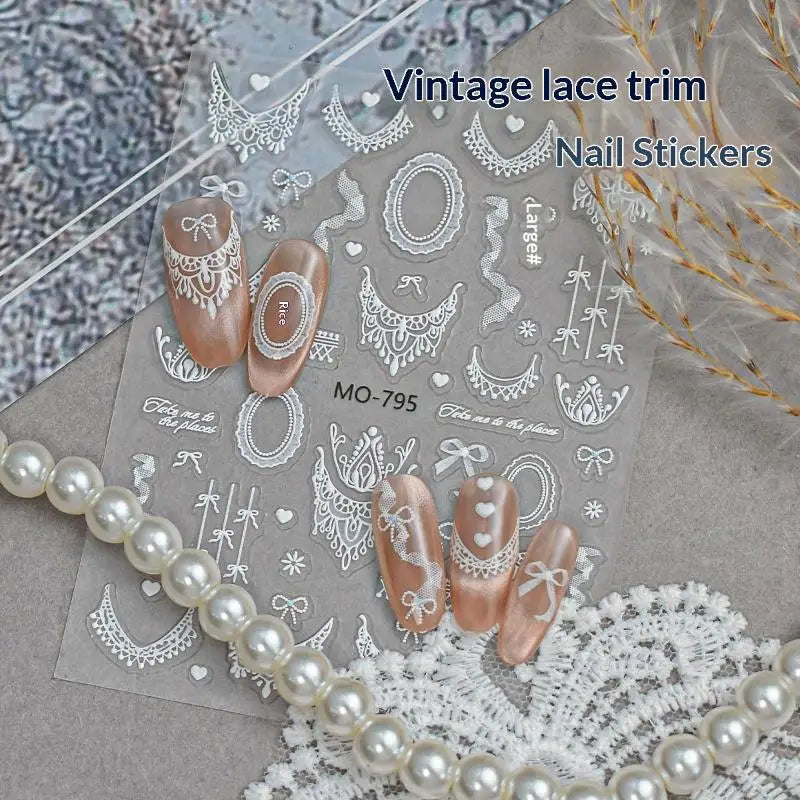 Lace Flower Bow Hollow Nail Stickers | DIY Manicure Appliqués