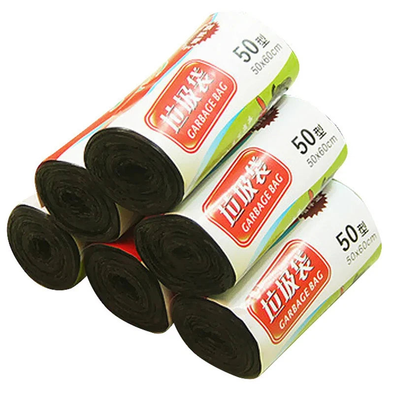 50-Pack Black Trash Bags 8L | 50×60cm Flat Top Garbage Bags