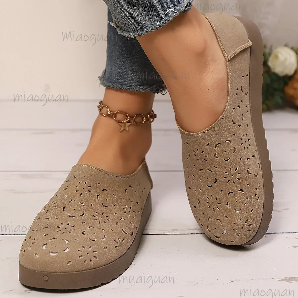 Women's Hollow Breathable Slip-On Flat Sneakers | Casual Summer