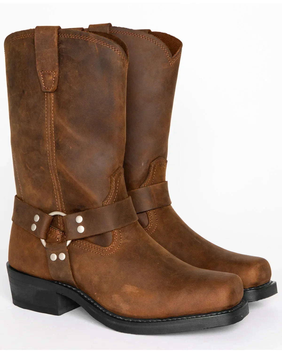 Men's Retro Western Cowboy Boots Mid-Calf PU Leather Sizes 39–48