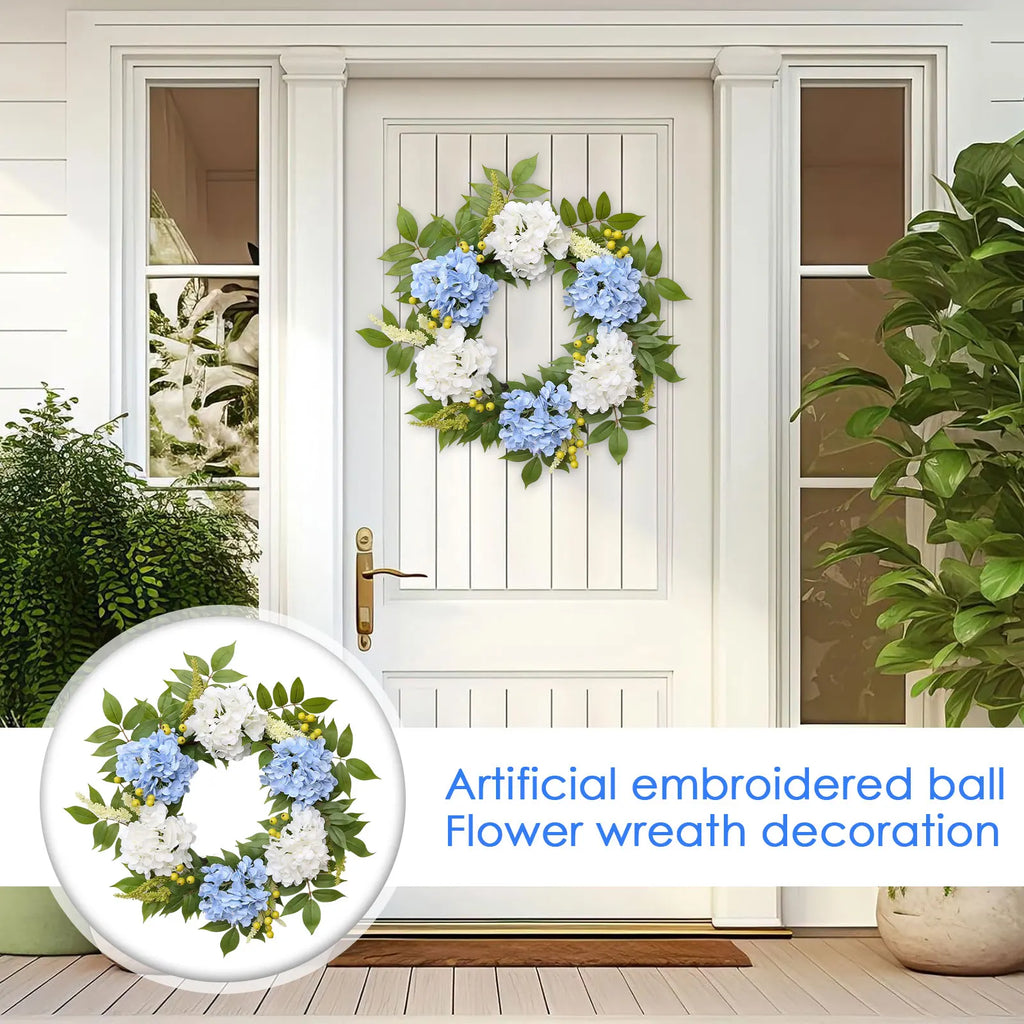 Artificial Hydrangea Wreath | Faux Floral Front Door Decor
