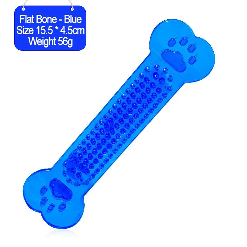 Indestructible Rubber Bone Chew Toy & Toothbrush for Dogs