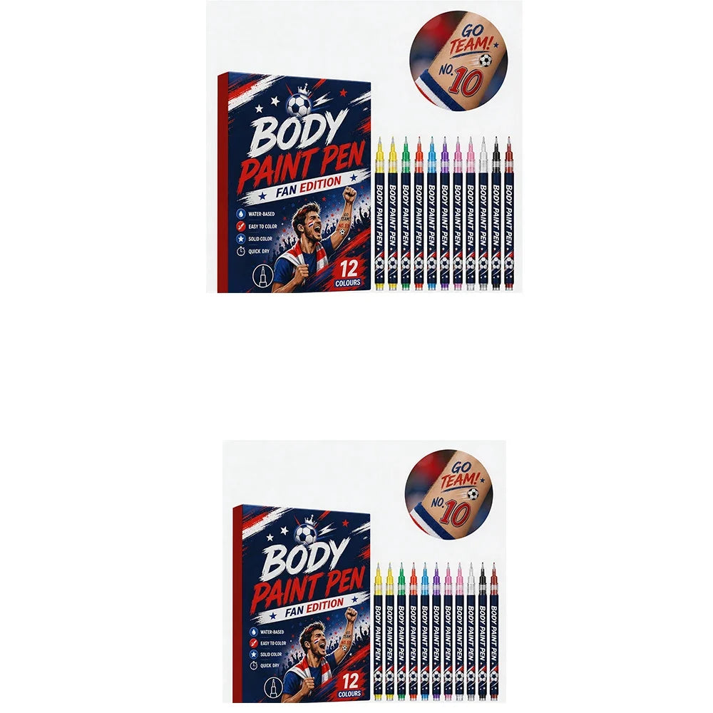 Sports Fan Body Paint Markers – 12 Waterproof Face & Body Pens