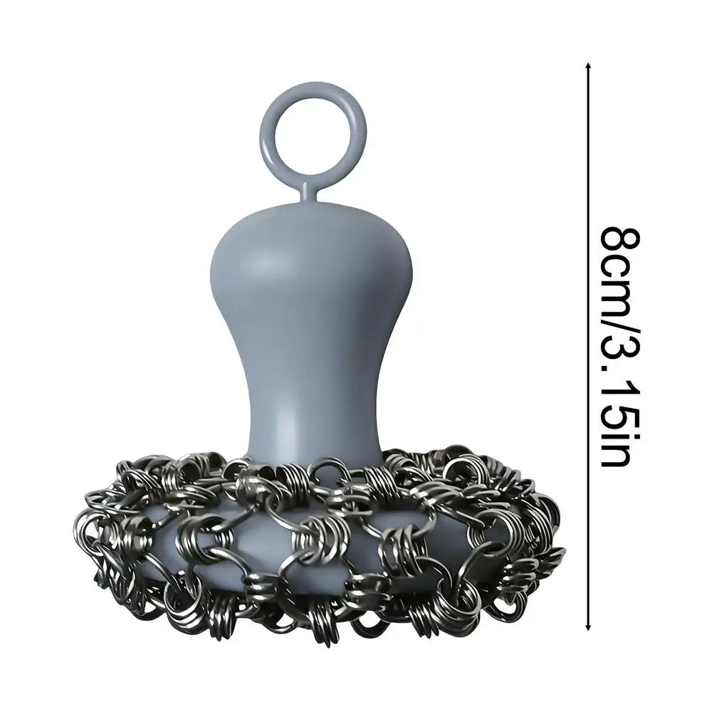 Cast Iron Scrub Brush | 316 Steel & Silicone Ergonomic Handle