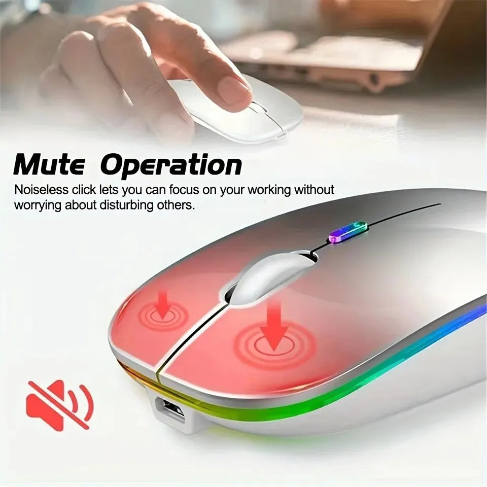 Wireless Mouse Gaming Backlight USB Compatible RGB Rechargeable Mice